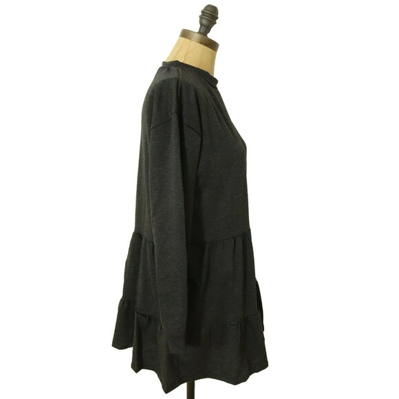 Velvet Torch Nordstrom Mini Tiered Dress XS 3/4 Sleeve French Terry Gray NWT B45 - Picture 2 of 5